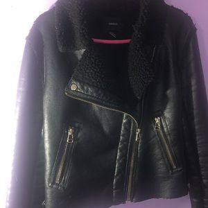 OFFERS ACCEPTED Black Faux Leather Fleece Lined motorcycle jacket winter